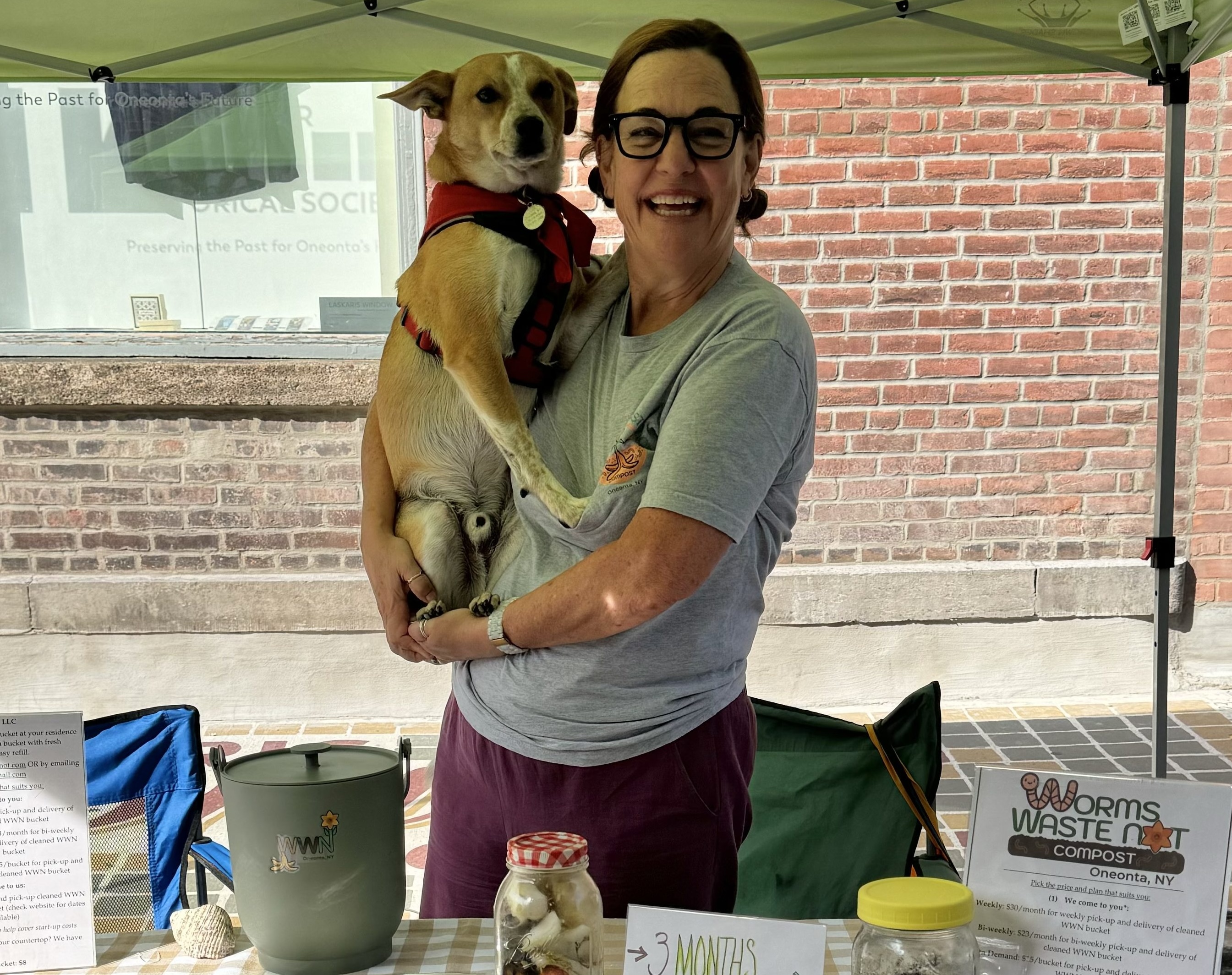 Rachel Frick Cardelle, founder of Worms Waste Not, with her dog Yeobo